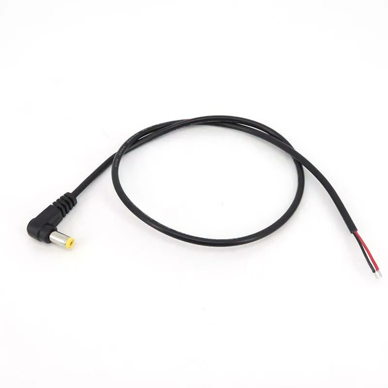 5.5x2.1MM 22AWG Right angle 90 degrees DC MALE Power Plug with Cable Black Charging Connector 25cm 0.5m Elbow