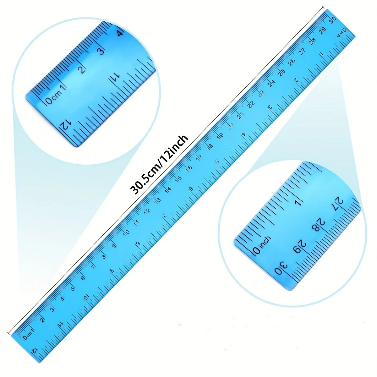 Clear Plastic Straight Ruler, 15cm/30cm,6/12 Inch, Bulk Assorted Colors, Shatterproof with Inches and Centimeters (6 Pack)