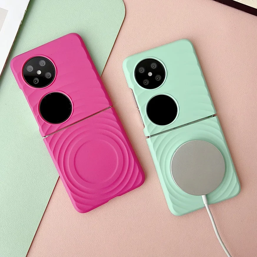 

Feel Comfortable Water Ripple Dopamine Color Phone Case for Huawei Pocket 2 P50 Pocket Magnetic Wireless Charging Protect Cover