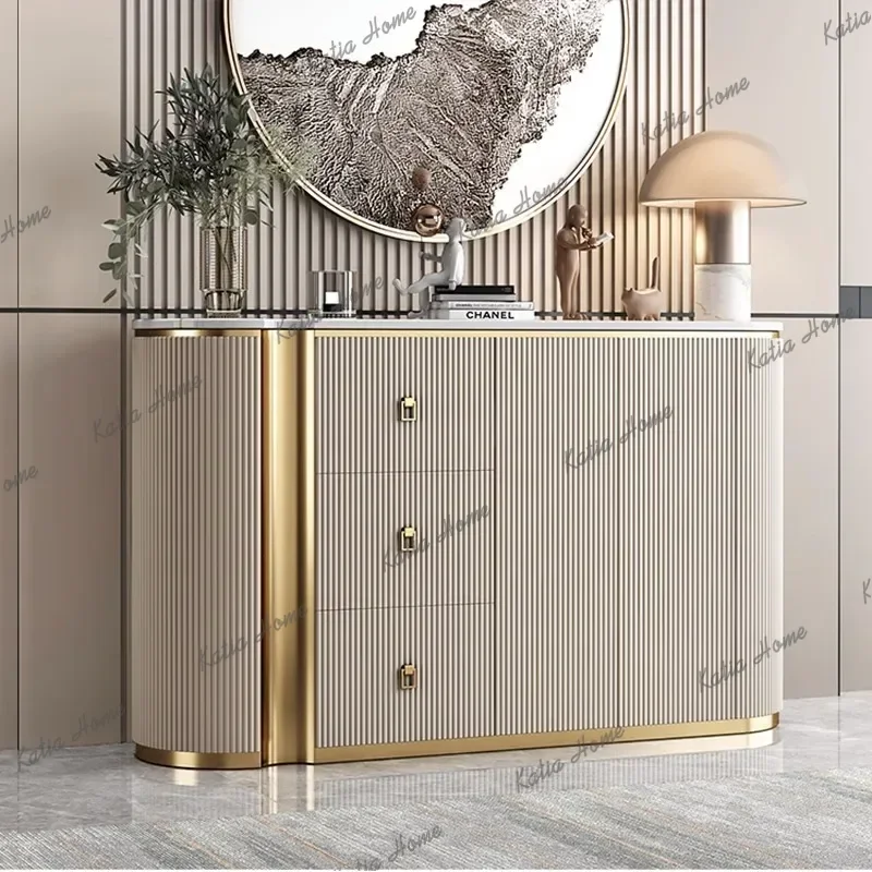 FG  light luxury solid wood entrance shoe cabinet partition modern simple rock slab dining side cabinet