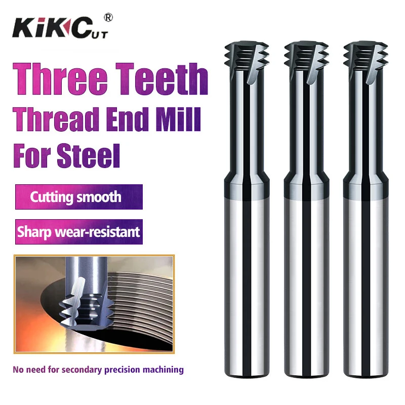 1PCS  Hot Selling Three Tooth Tungsten Steel Thread Coarse Toothed with CNC Machine Tool Milling Cutter