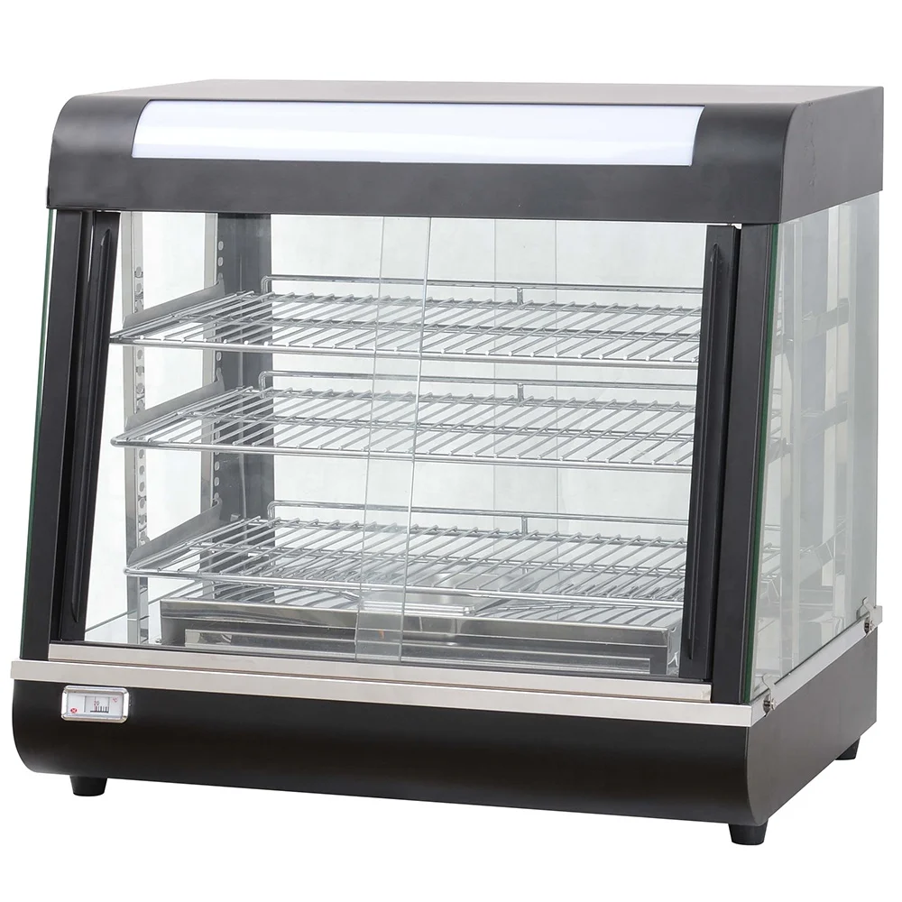 Hot Sale Table Top 3 Layers Glass Food Warmer Display Showcase Fast Food Restaurant Equipment