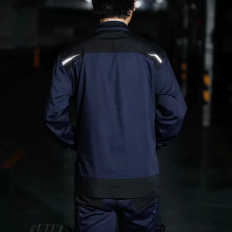 Work Suit for Mechanic Workwear Suit Man Working Jacket with Reflective Stripes Multi Pockets Workwear Pants Men Painter