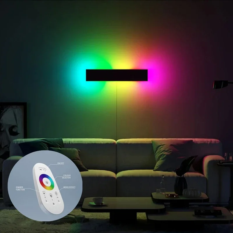 

Colorful RGB Led Wall Lamps Wall Light Decor For Home Bedroom Living Room Surface mounted Sofa Background Wall Thin Wall Lamp