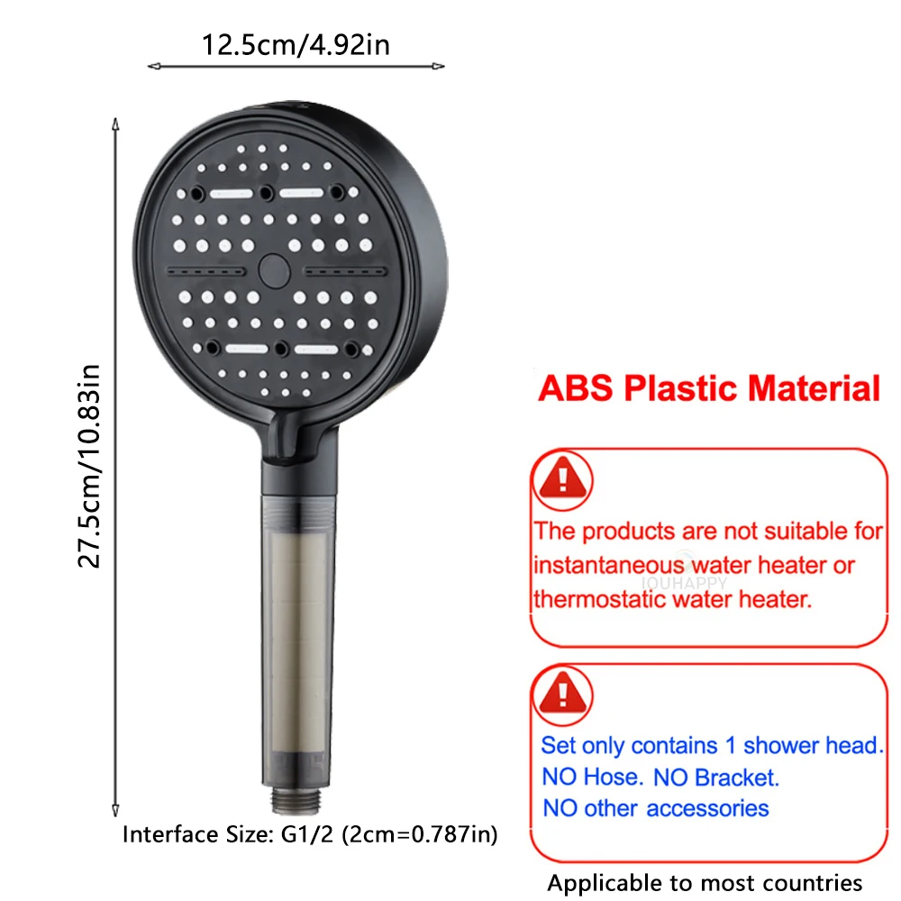 

6 Jet Modes Shower Head High Pressure Large Water Outlet Spray Nozzles Handheld Water Saving Shower Head for Bathroom Accessorie