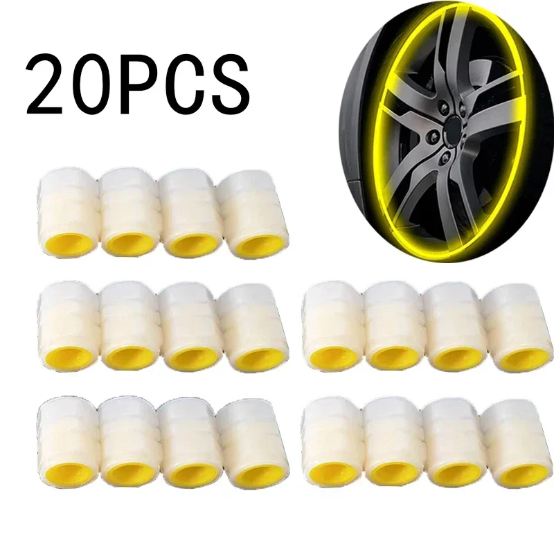 4-20PCS Leucht Auto Reifen Ventil Kappe Fluoreszierende Nacht Leuchtende Dekor Motorrad Fahrrad Rad Düse Staubdicht Reifen Ventil stem Kappen