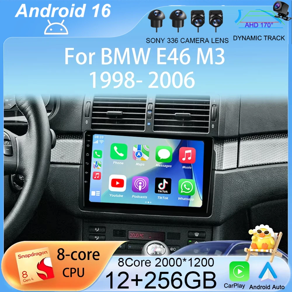 

Carplay Auto Android 16 For BMW E46 M3 1998-2006 Car Radio Multimedia Video Player 2Din 4G+WIFI GPS Navigation Head Unit Stereo