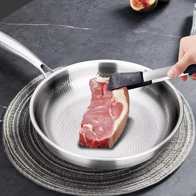 مقلاة من التيتانيوم غير مطلية بالبيض المقلي المنزلي مقلاة شريحة لحم مقلاة لحام سميكة موقد غاز طباخ التعريفي العالمي