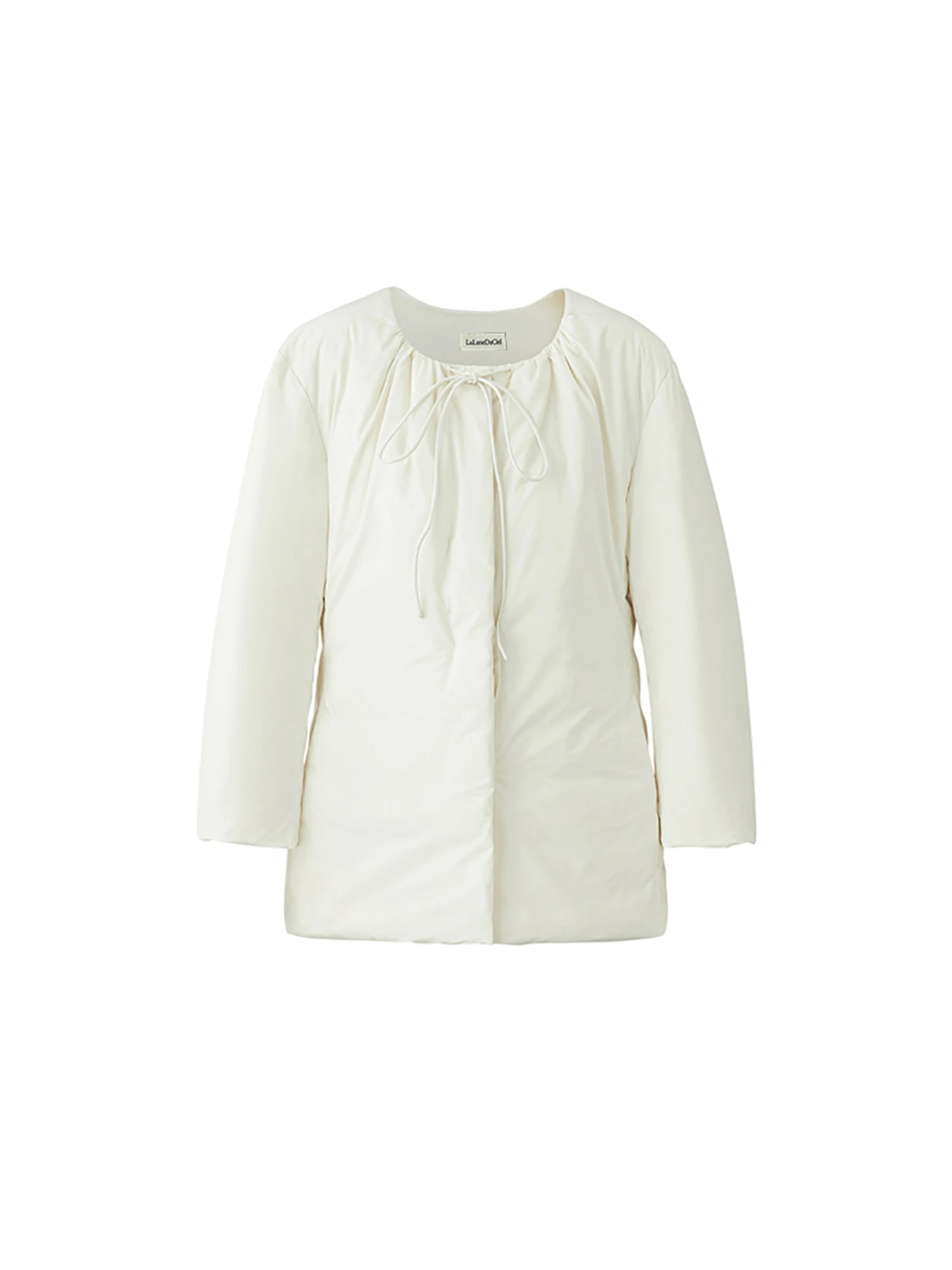 سترة شتوية نسائية من لالون دو سيل بياقة مستديرة ورباط، فضفاضة ودافئة بتصميم بسيط وأنيق للتنقل اليومي