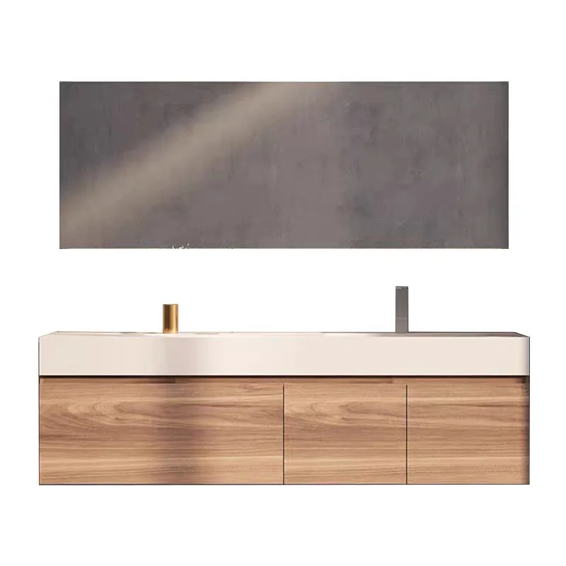 

jl-Marble Bathroom Vanity Set LED Touch Illuminate Mirror Eco-Friendly Stone Basin Square Sink Storage Cabinet for Hotel Use&