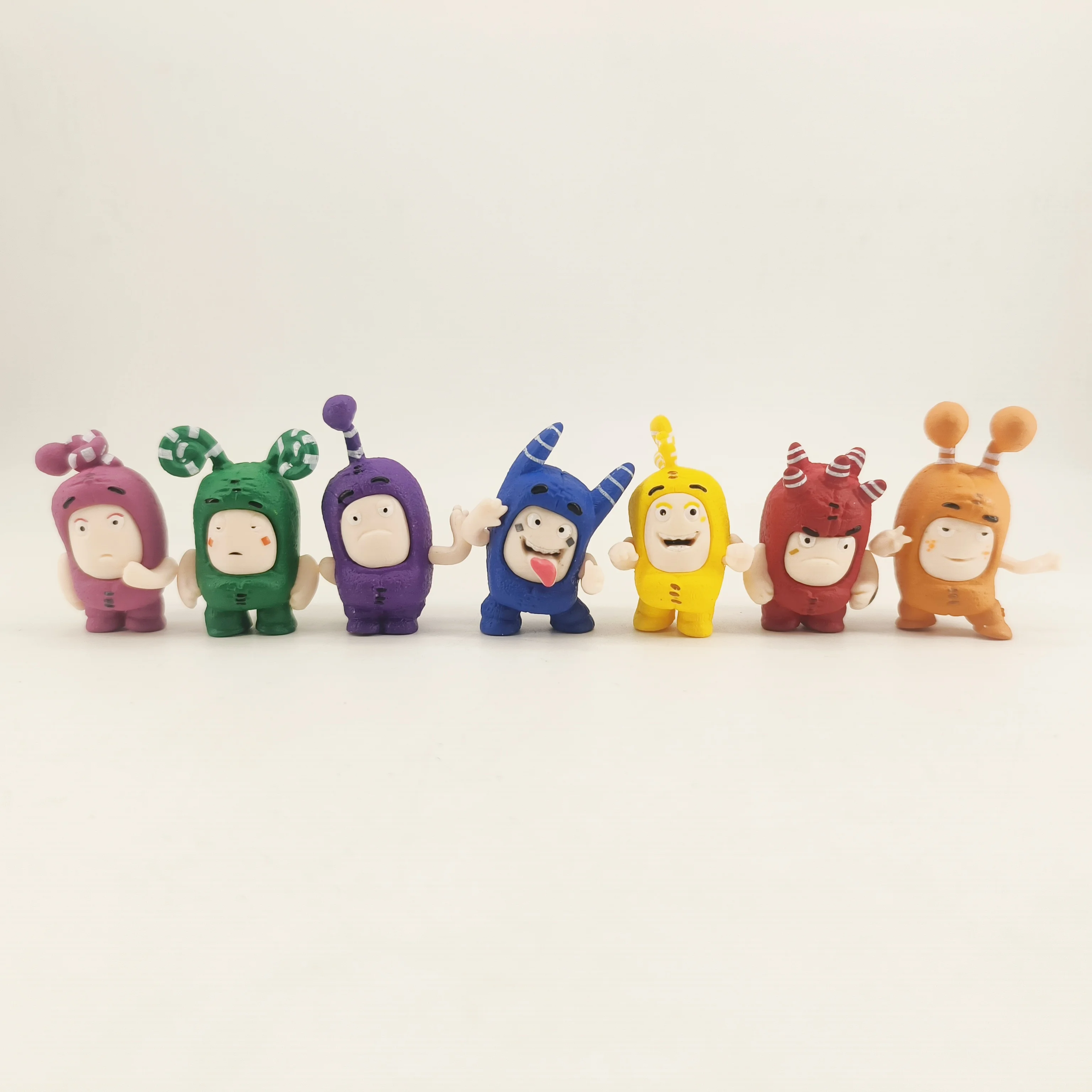 7pcs Oddbods Action Figures PVC 4cm Anime Oddbods Toys Cute Jeff Bubbles Fuse Model Little Figuras Ornament Kids Birthday Gifts