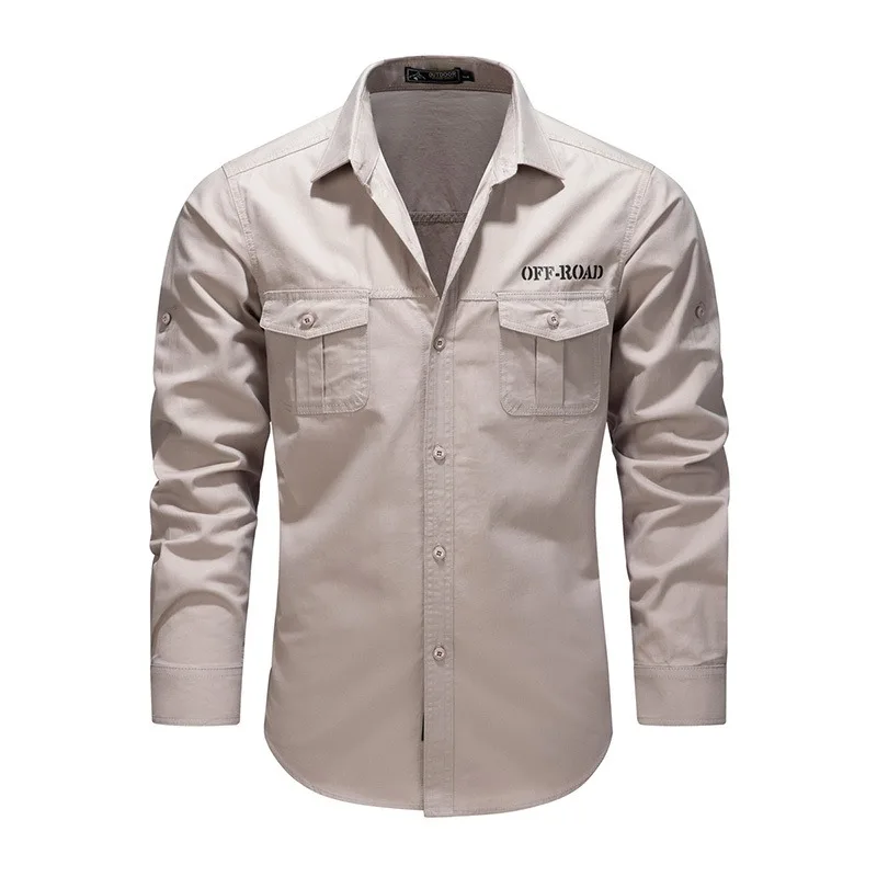 Men's Quick Dry Off-Road Long Sleeve Shirt with Chest Pockets Lightweight Tactical Hiking Travel Shirt