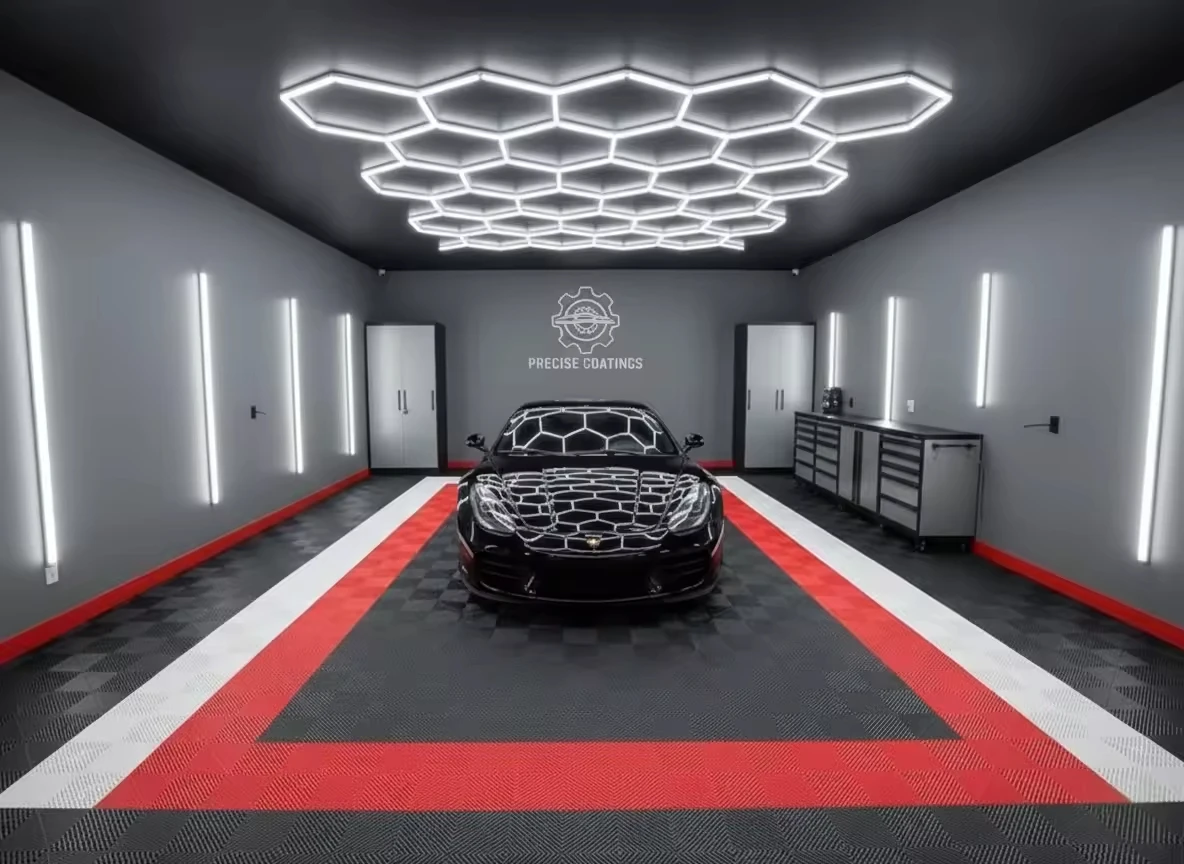 Self Draining Checkered Denser Grid PP Click Eco-Friendly Garage Floor Tiles Wear Resistant Easy Quick Dry Car Wash Detailing