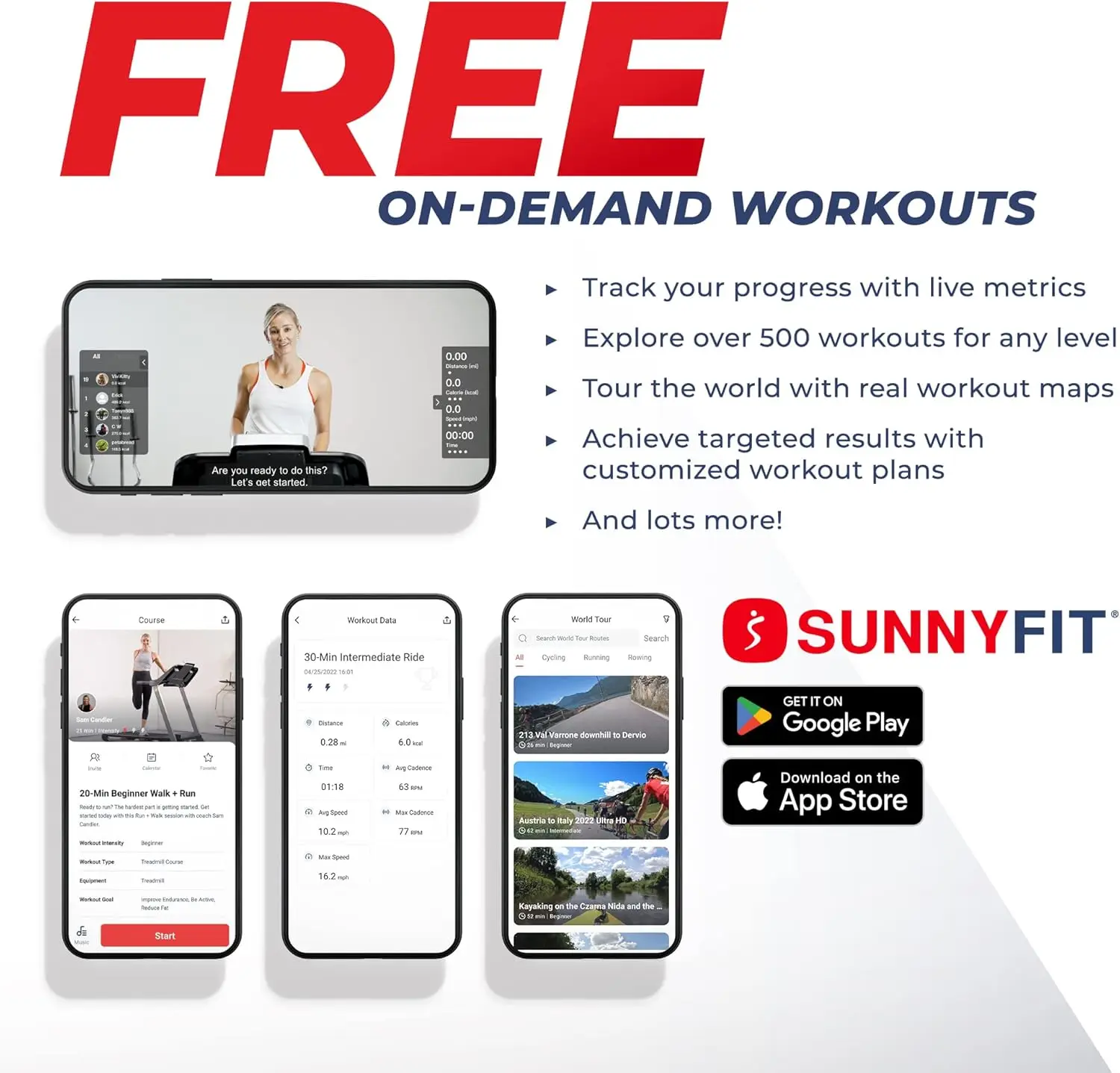 

Беговая дорожка Sunny Health Fitness Smart с автоматическим наклоном, 20-дюймовая платформа, мощный двигатель, подключение к приложению SunnyFit