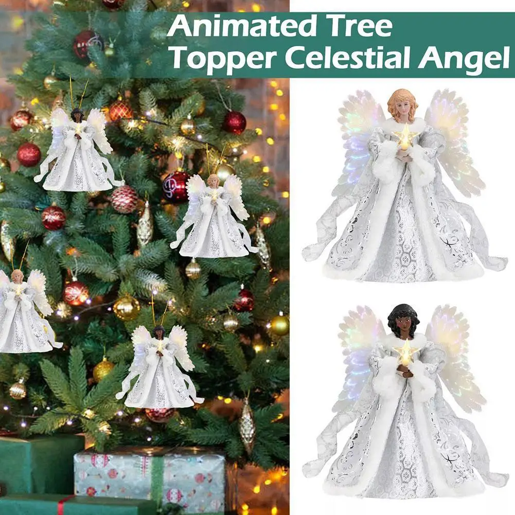 Christmas Tree Topper Angel Fairy with Lights Three-dimensional Christmas Tree Top Ornament Christmas Decoration