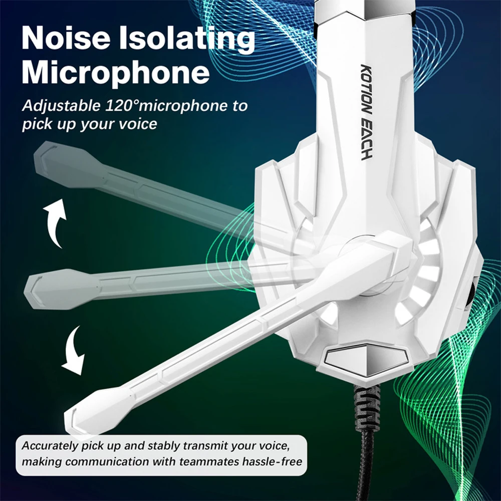 KOTION EACH G9000 Pro Head mounted Computer Headphones, Deep Bass Stereo Game Headphone with Microphone LED Light