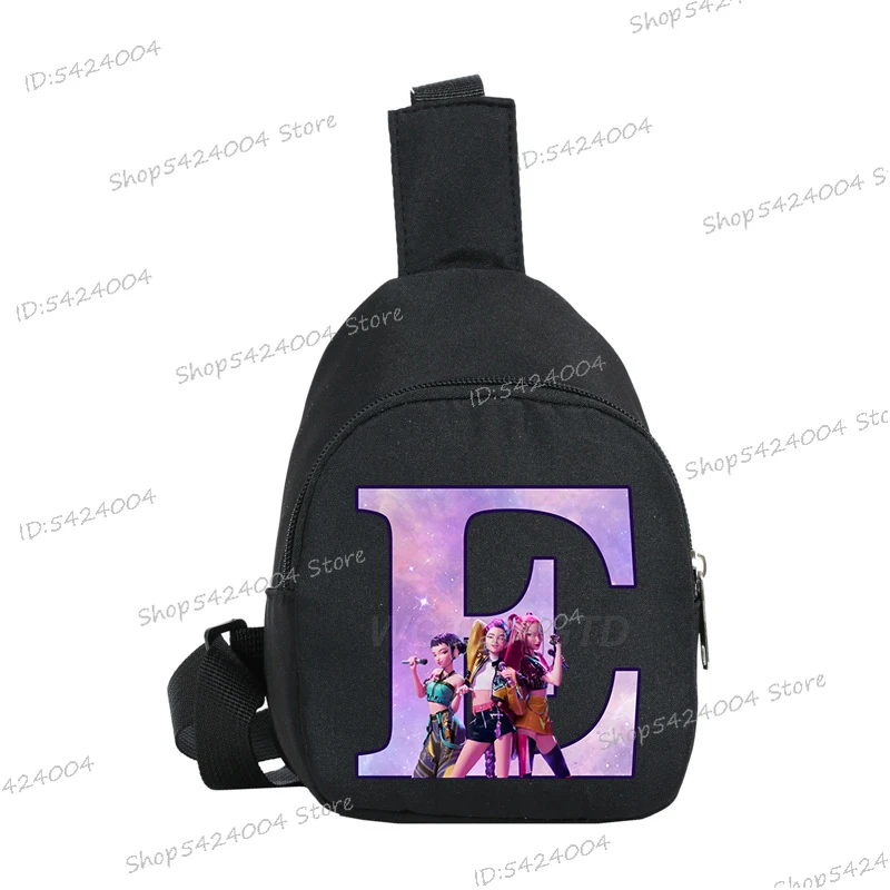 Bolso de pecho para niños, bonito bolso cruzado con 26 letras de personajes de película, bolsa para dinero para niñas y niños, bolso de hombro a la moda con cremallera para mujeres y hombres