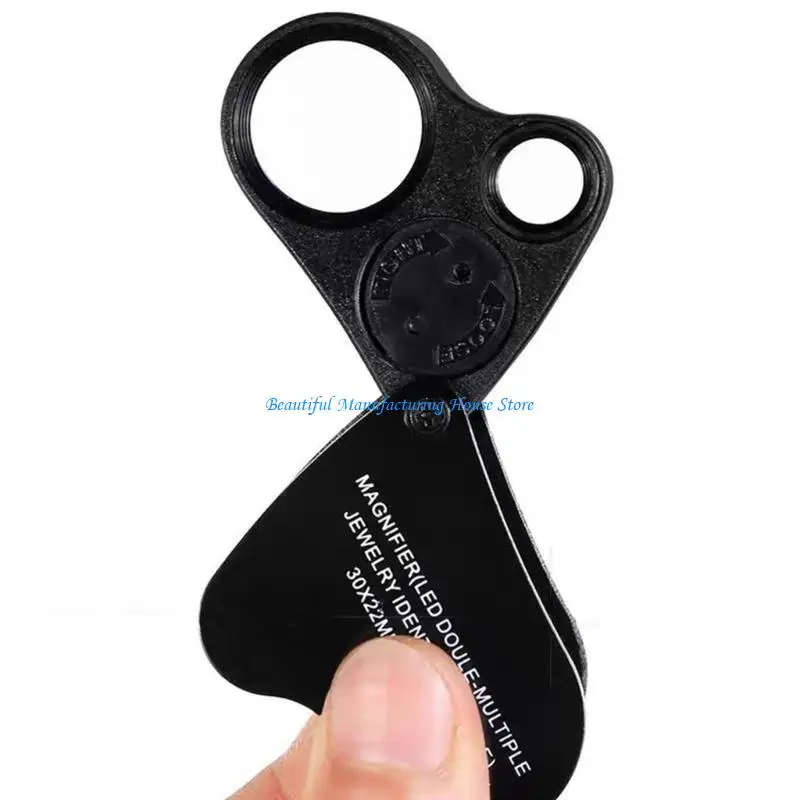 E56A حزمة من 2 عدسة مكبرة عملية للمجوهرات مع أضواء LED أداة فحص الماس نظارات مكبرة بحجم الجيب #5