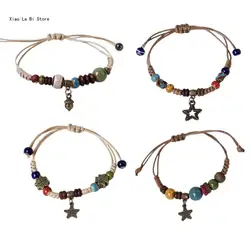 Hot sale Fashionable Bracelet Ethnic Ceramic Beaded Bangles Woven Strings Exquisite and Eye Catching Wrist Decoration