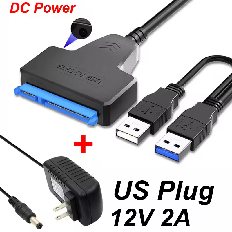 USB 3.0 TYPE-C 3.1 TO SATA адаптер 6 Гбит/с 2.0 2.5 внешний HDD SSD жесткий диск 7+15/22 Pin III кабель для ПК, телефона, ноутбука + питание от постоянного тока