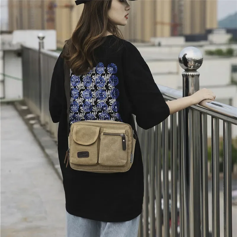 

2026 New Retro Casual Canvas Messenger Bag: Men's Crossbody Shoulder Bag for Outdoor Travel