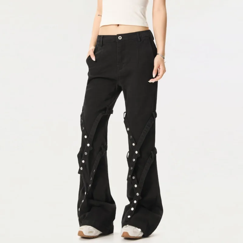 OR FL Three Dimensional Binding Strap Design Sense Micro 97 Cotton Women Cargo Trousers Trendy Brand Vibe Slacks Y2k Pants
