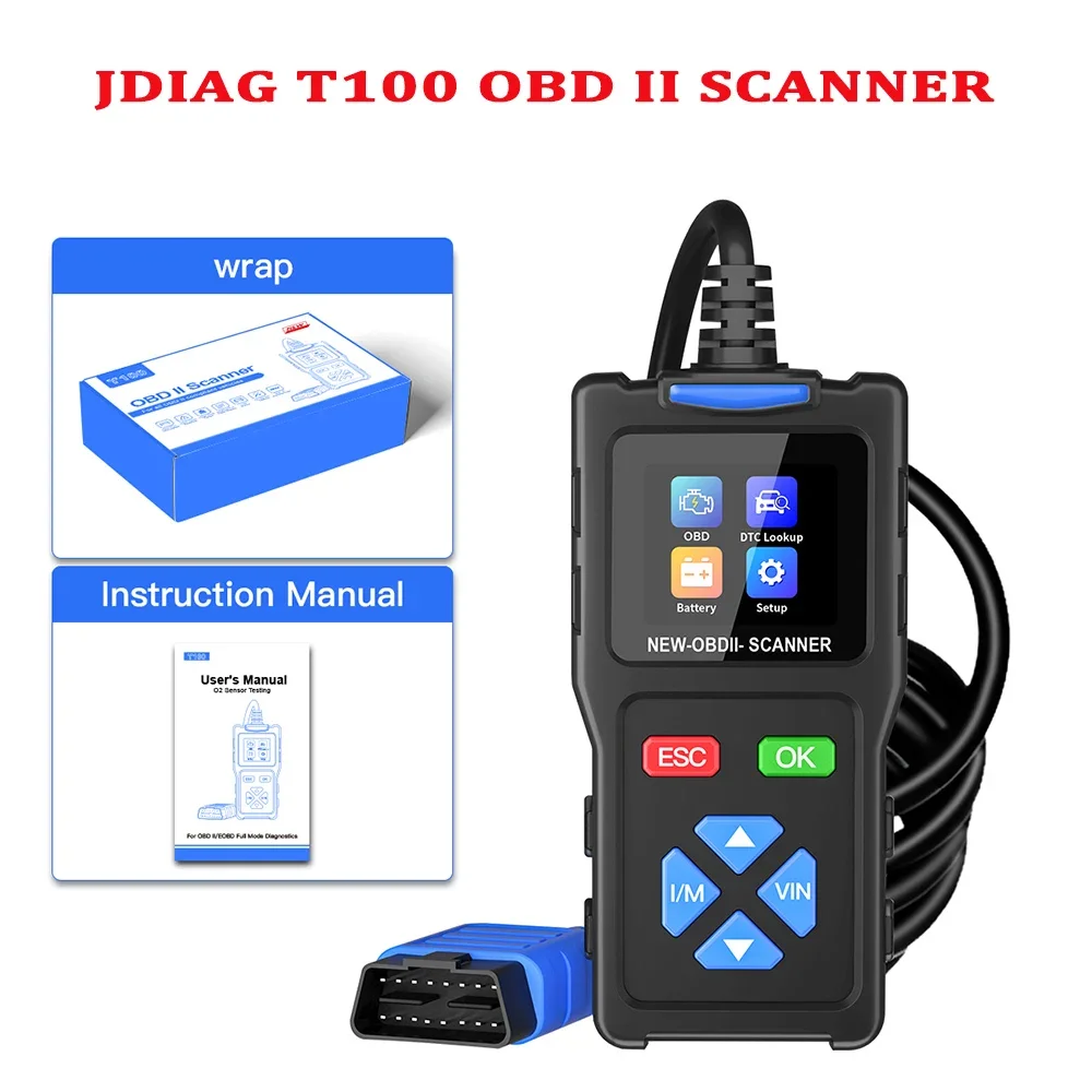 Hot Sale JDiag T100 OBD II Scanner Tools Professional Automotive Diagnostic Scanner OBD2 Troubleshooting Tool Car Code Reader