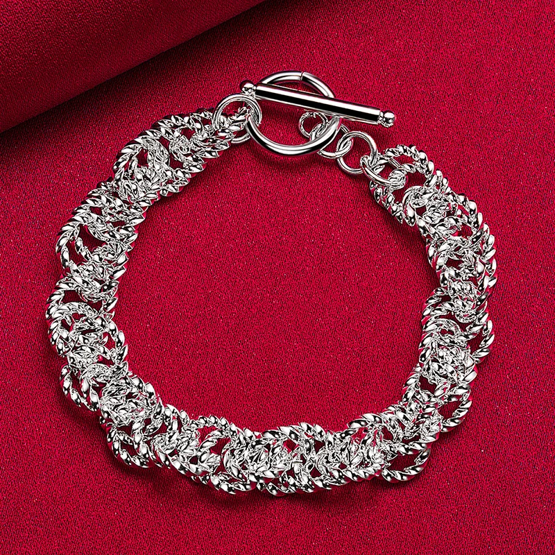 Braccialetti a catena a cerchio a spirale in argento Sterling 925 SHSTONE per donna elegante festa di nozze banchetto gioielli di moda regalo di compleanno