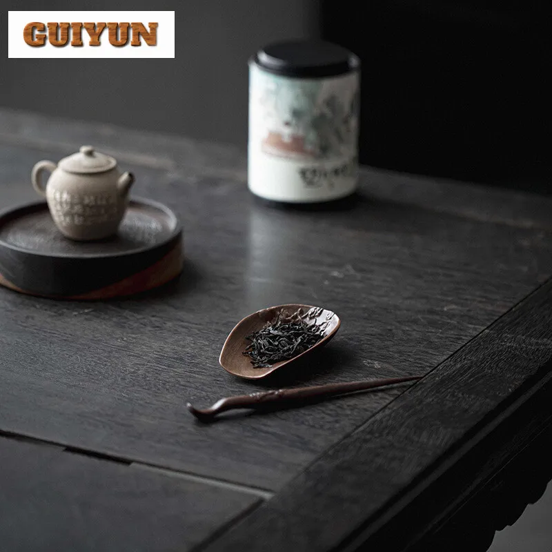 Hand Carved Plum Blossom Tea Scoop Creative Walnut Wood Art Tea Boxes Saucer Shovel Chahe Appreciation Ladle Teaware Decoration