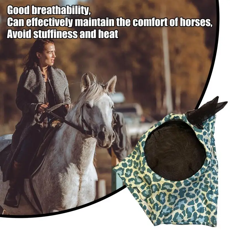 Horse Fly Face Cover Leopard Print Pattern Equestrian Supplies Comfortable Breathable Anti-Mosquitoes Cover Horse Care Product