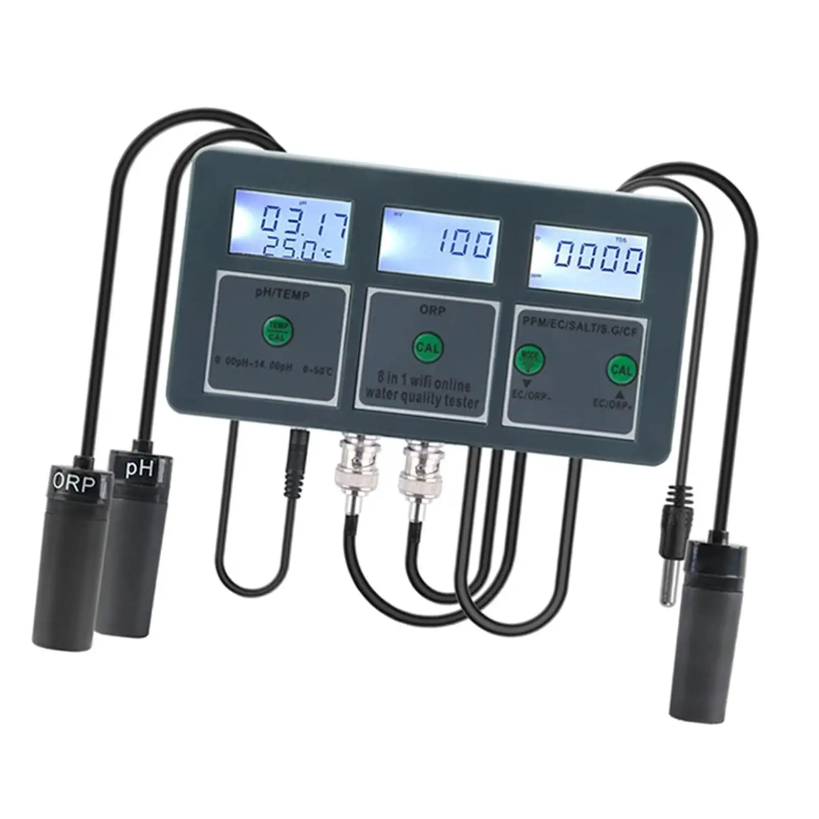 

8 in 1 Water Quality Tester Multi Real Time Aquarium Test Kit US Adapter