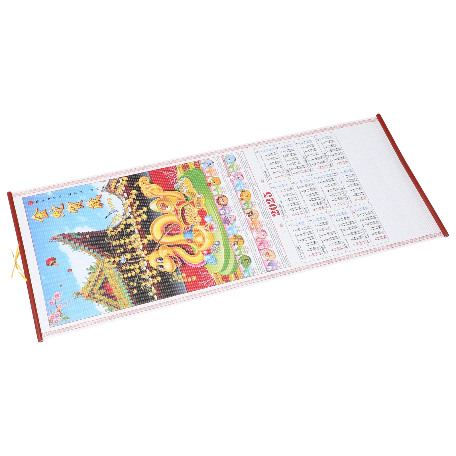 

Chinese Zodiac Imitation Rattan Calendar Office Wall 7600X3180X100CM Paper 2025 Hanging