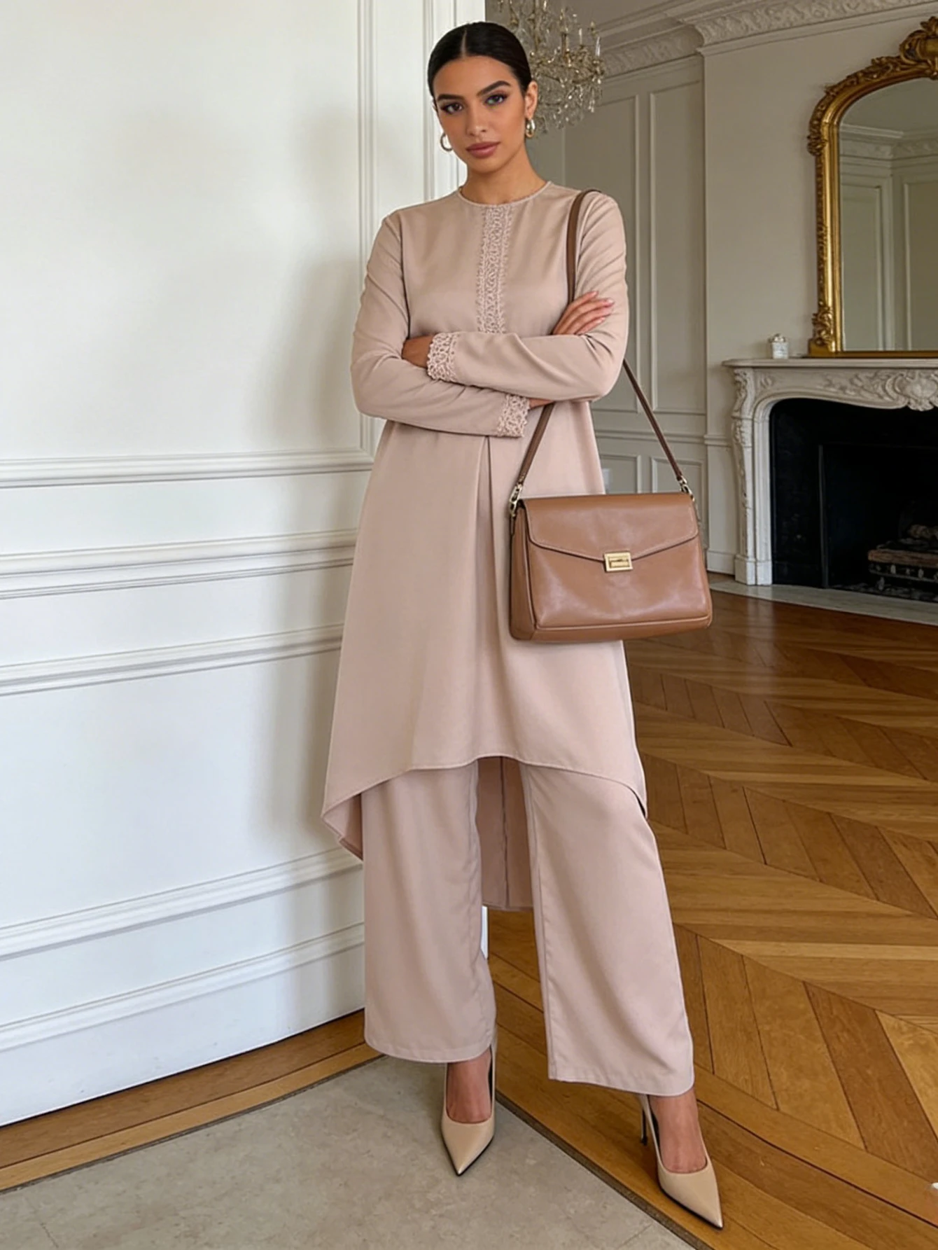 

Комплекты из двух предметов: женская рубашка и брюки, мусульманские костюмы для Рамадана, блузка, мусульманские ансамбли, марокканский кафтан, исламские наряды 2026