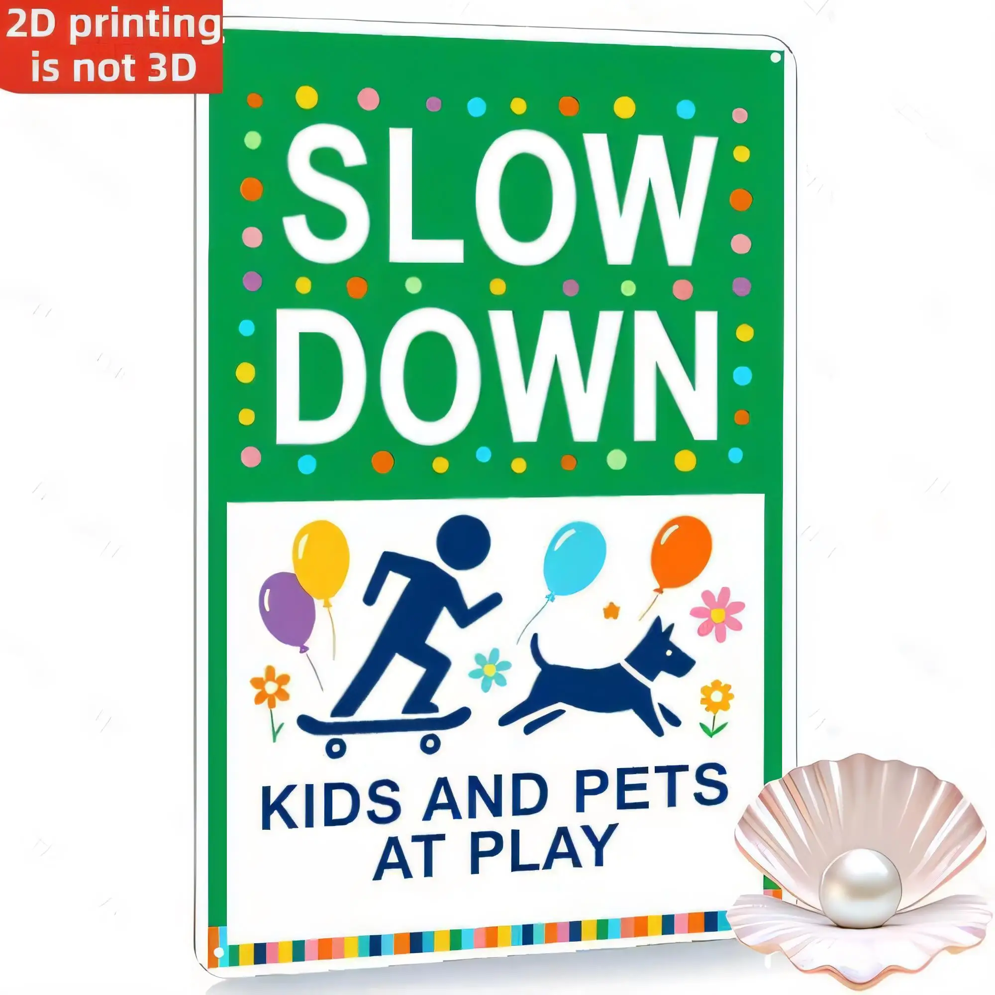 Tin Sign Slow Down Kids And Pets At Play Funny Safety Warning Metal Plaque Vintage Wall Decor for Garage Yard Bedroom Office Bar
