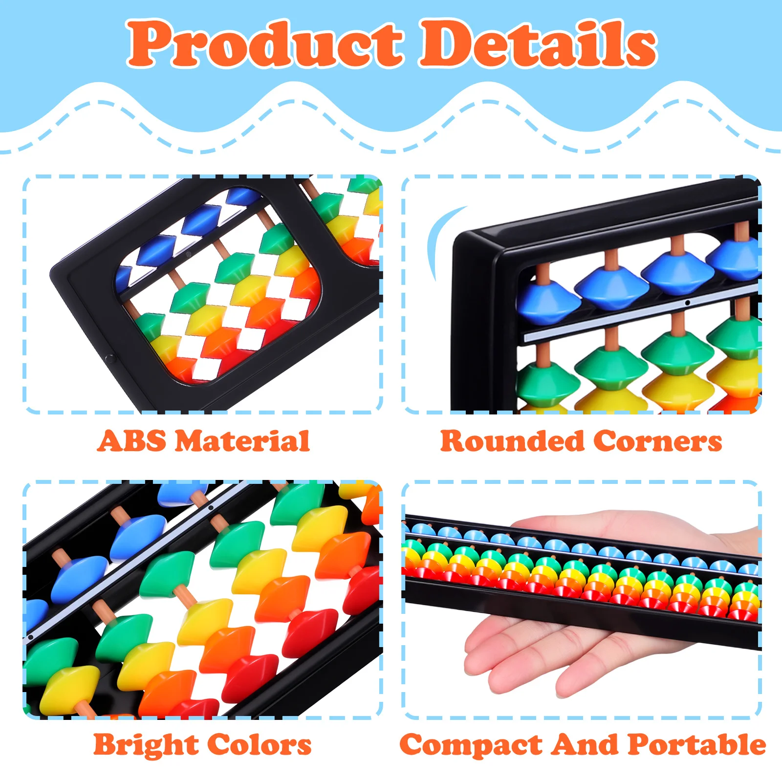 1개 플라스틱 주판 17자리 막대형 다채로운 중국식 주판 학생 회계사 산수 학습용 정신 계산 도구