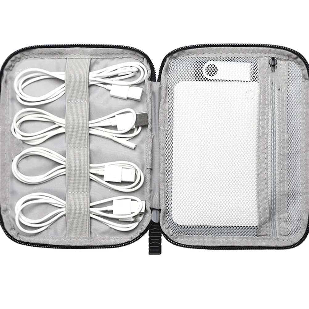 

Digital Accessories Organizer Storage Bag Mini Size Black Portable Electronics Protection Case for Power Bank Earphone USB Cable