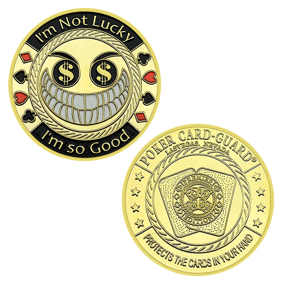 Smile Lucky Poker Coin Poker Card-guard Challenge Coin Commemorative Gifts Home Decoration