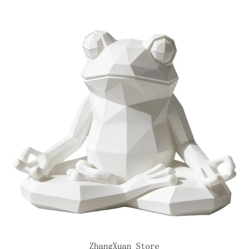 Kleine Frösche Yoga-Statue, geometrische Form, Kunstharz, für Meditationen, Dekorationen für Nachttische oder Arbeitsbereiche – Detail 2