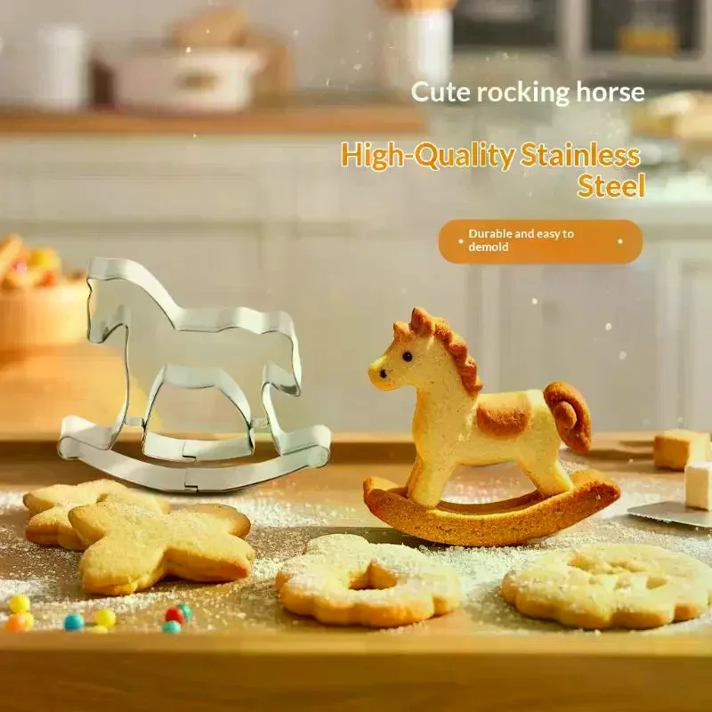 2026 Horse Cookie Cutter Mould Stainless Steel Rocking Horse Shapes Biscuit Mold Fondant Pastry Decor Baking Tools