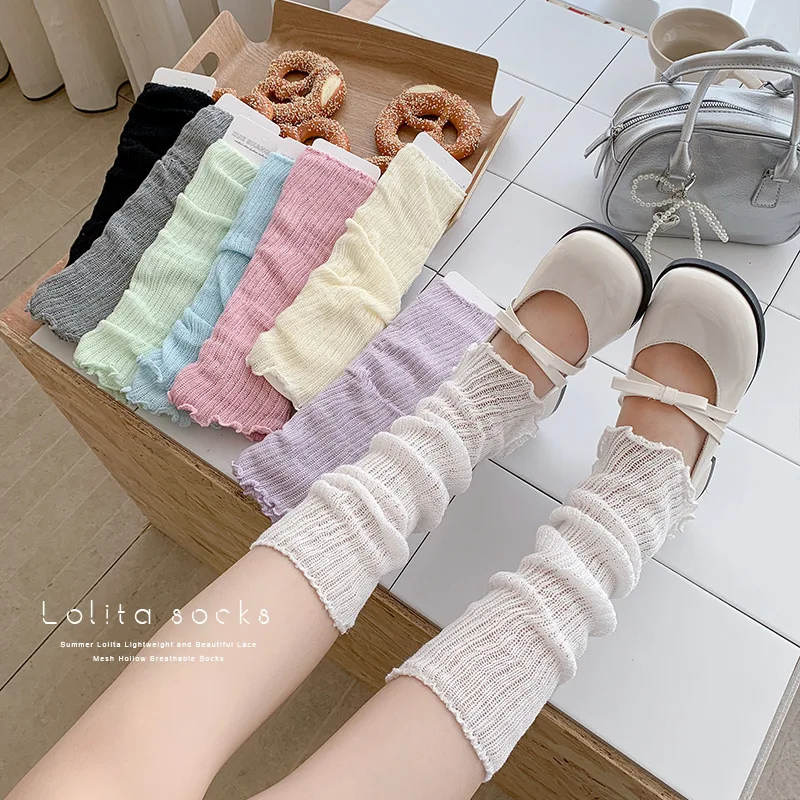 Spring Summer Knitted Lolita Leg Warmers Women's Long Socks Ballet Style Y2K Foot Cover Arm Warmer Crochet Heap Socks Boot Cuffs