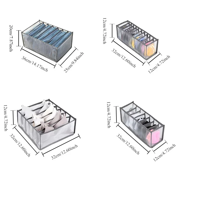 Scatola portaoggetti pieghevole per biancheria intima da 3 pezzi borsa a rete traspirante per Organizer per cassetti pieghevoli traslucidi per