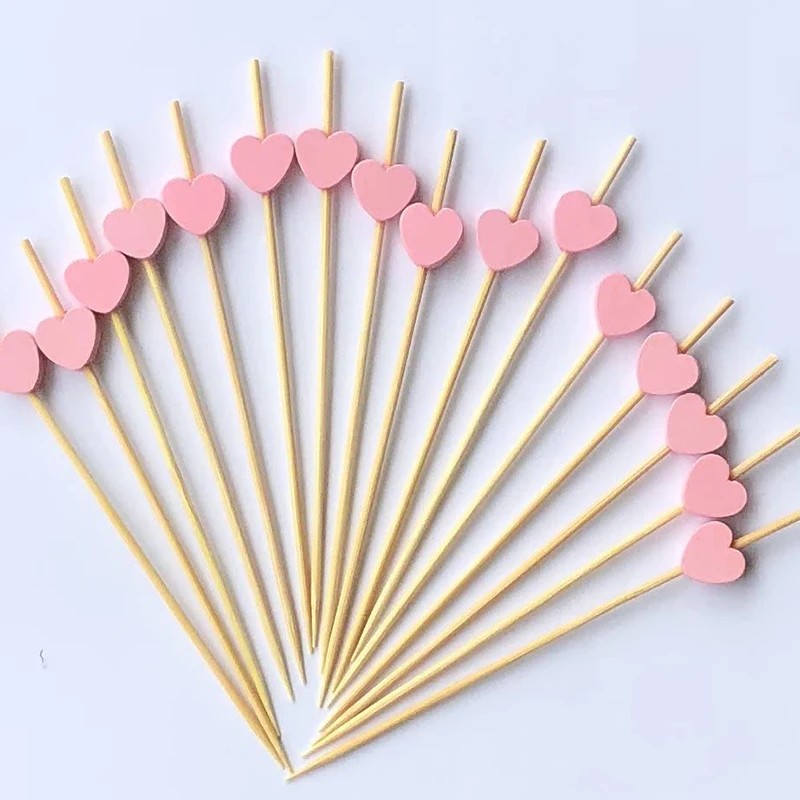 100 Pieces Of Love Bamboo Fruit Sticks Fruit Salad Snack Forks Cocktail Skewers Wedding And Birthday Party Decorations