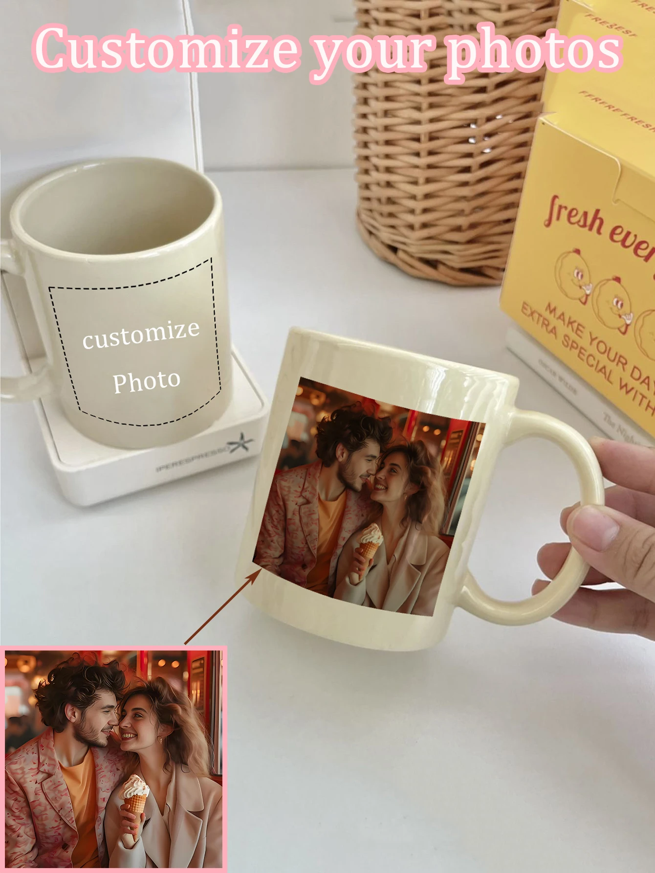 

Personalized Double-Sided Photo Printed Ceramic Coffee Cup Customized Kitchen Drinkware Perfect Christmas Gift for Daily Use