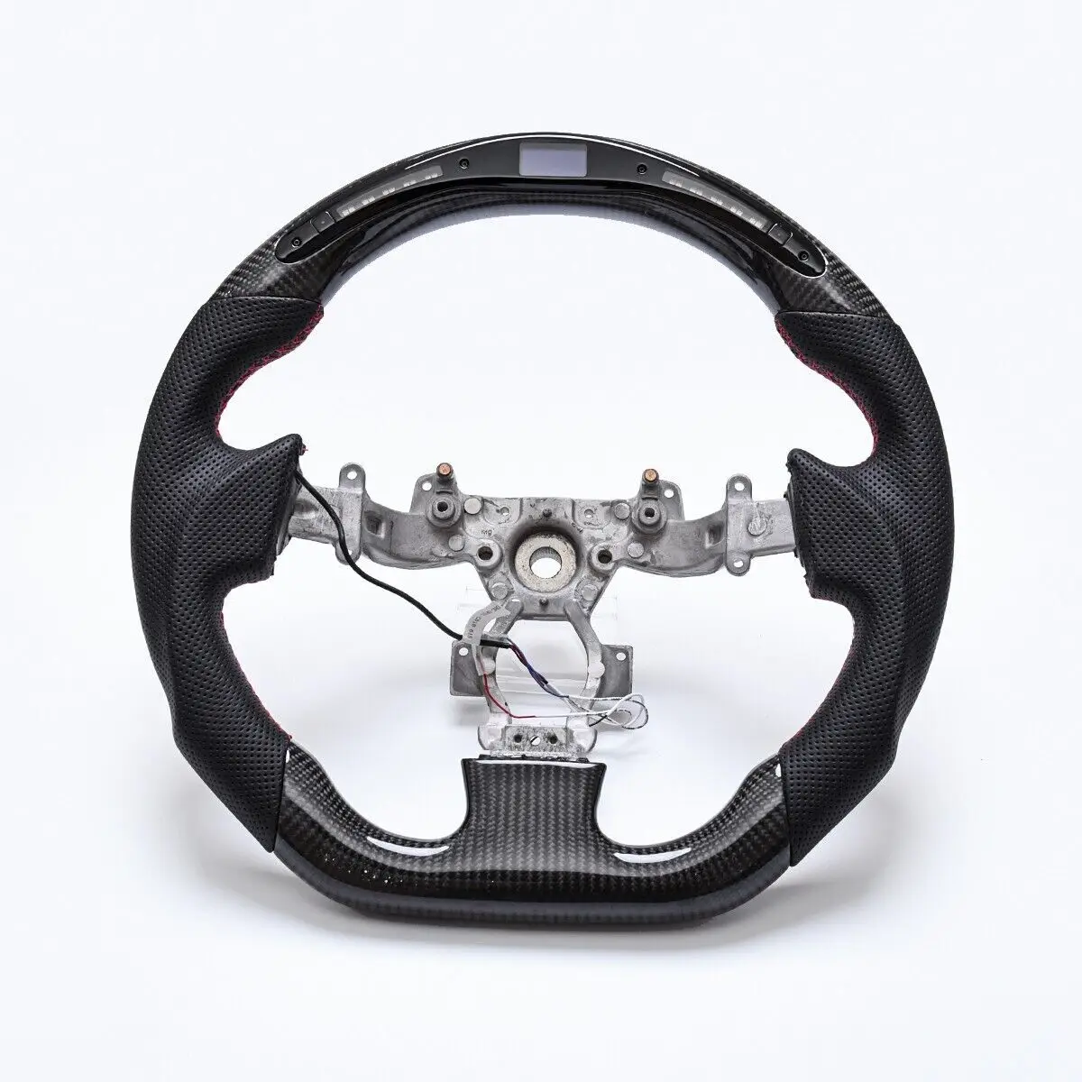 

Fit For NISSAN GT-R R35 GTR 2007-2016 LED Carbon Fiber Steering Wheel With Red Stitching D-shape Flat Bottom Car Accessories