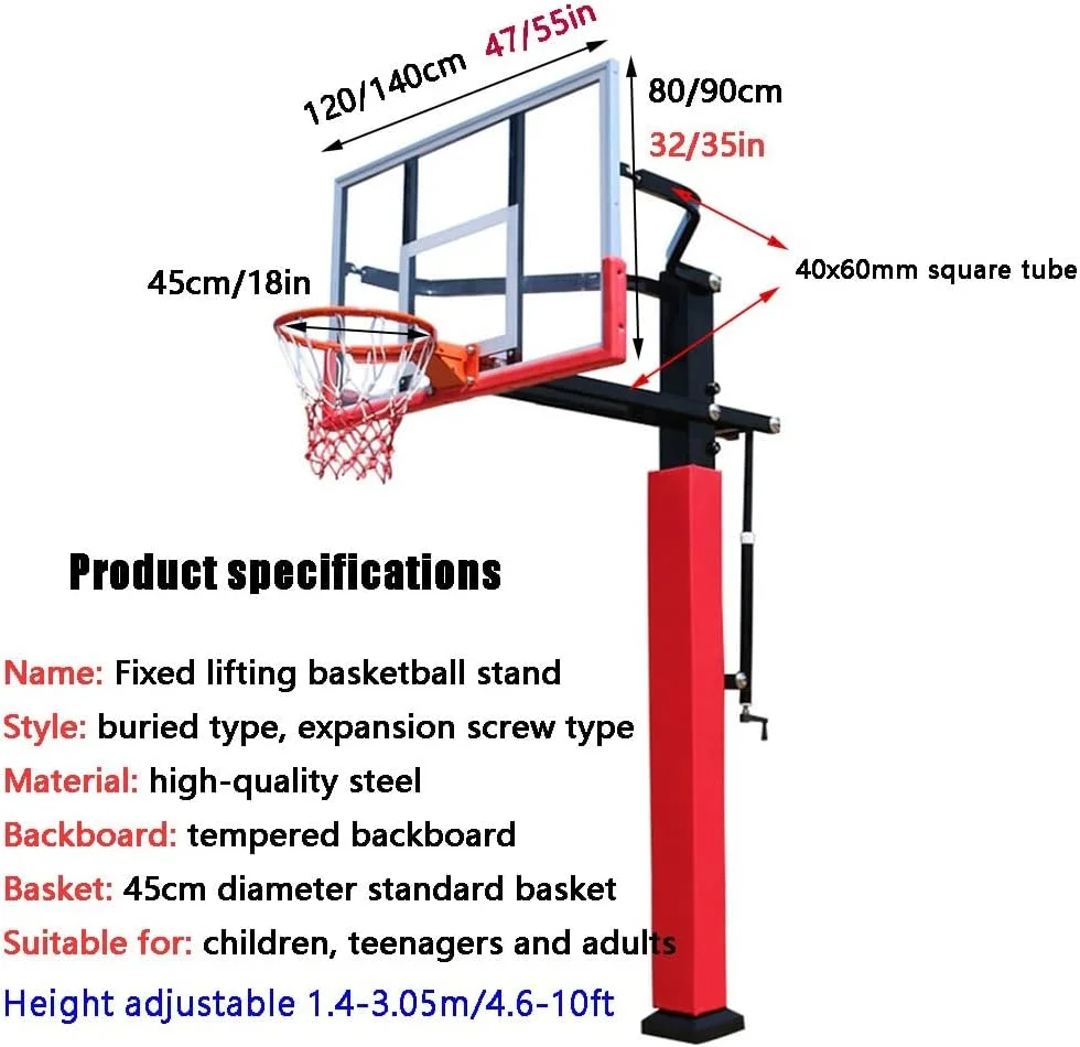 54*32Inch Adult Basketball Backboard Portable Hoop Tempered Glass With PE Pad