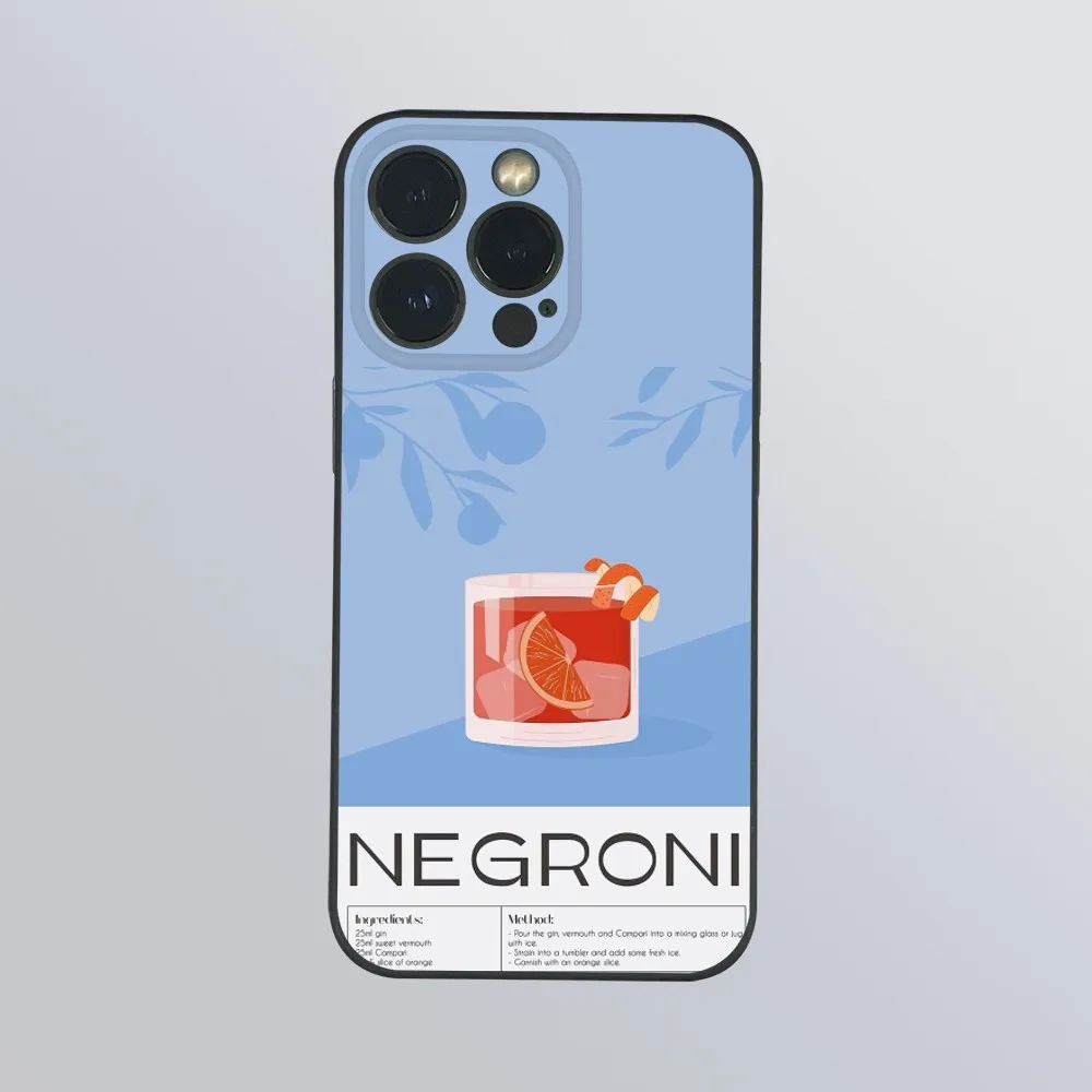 Negroni كوكتيل حالة الهاتف آيفون 16 15 14 13 برو ماكس زائد البسيطة متجمد لينة شل فوندا
