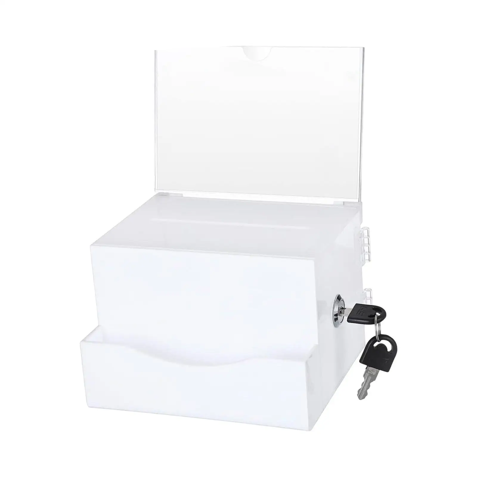 Acrylic Donation Box with 2 Keys Business Card Holder Voting Fundraising Multifunctional Lockable Ballot Box Suggestion Box