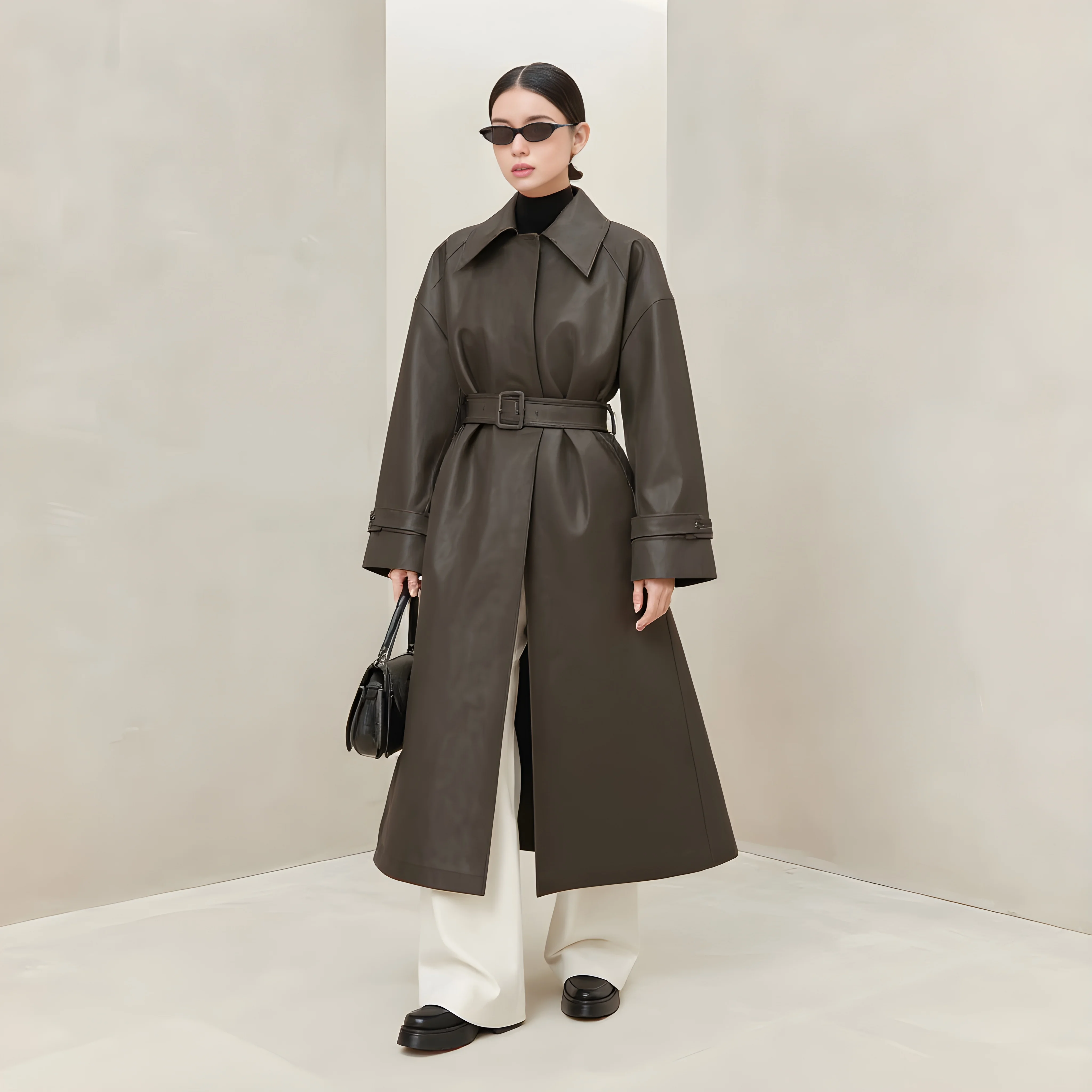 معطف جلد كاجوال للخريف والشتاء ملابس نسائية عصرية ملابس خارجية تصميم أنيق للطقس البارد