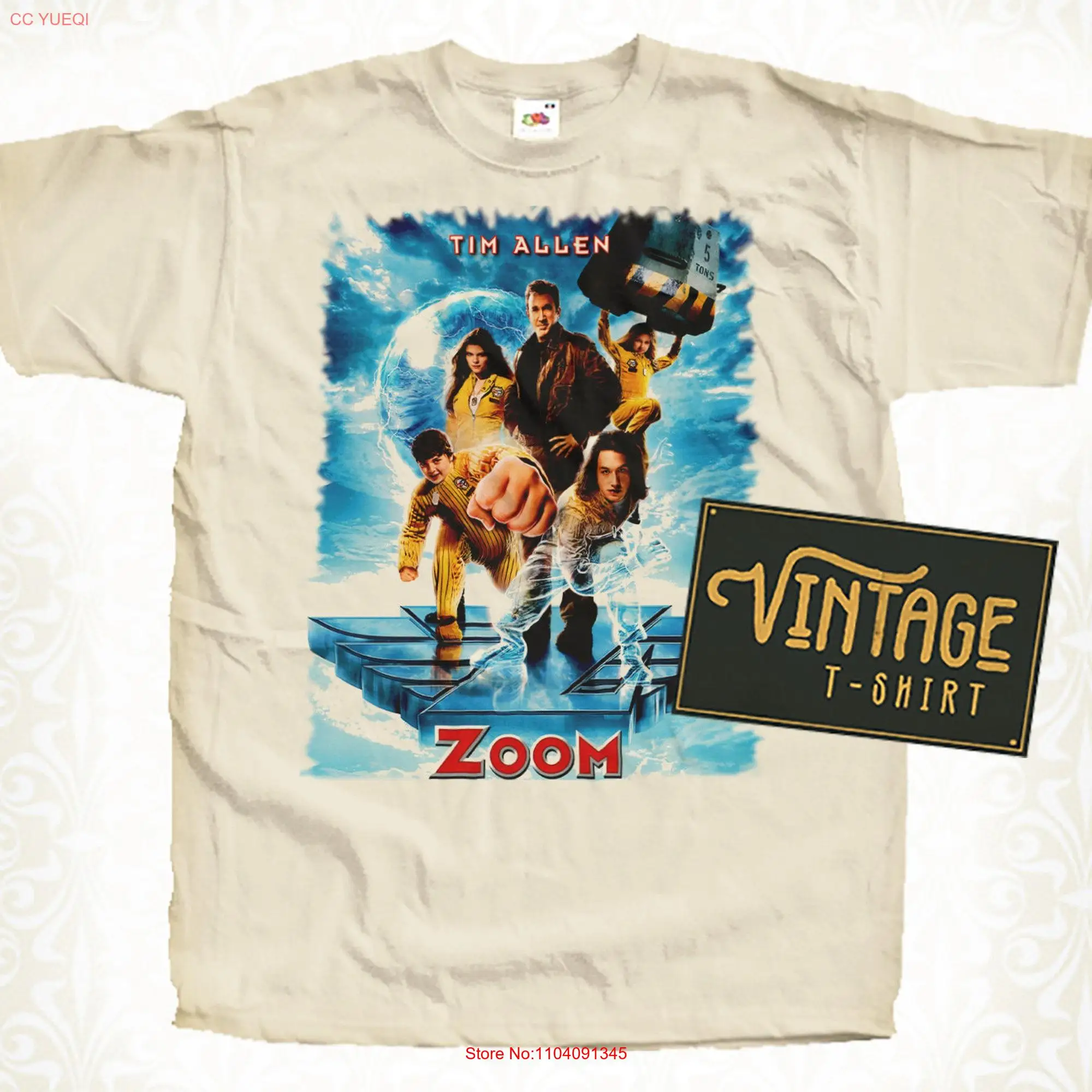 Zoom V1 T Shirt Vintage Natural color Men's DTG Digital Print Sizes S M L XL 2XL 3XL 4XL 5XL long or short sleeves