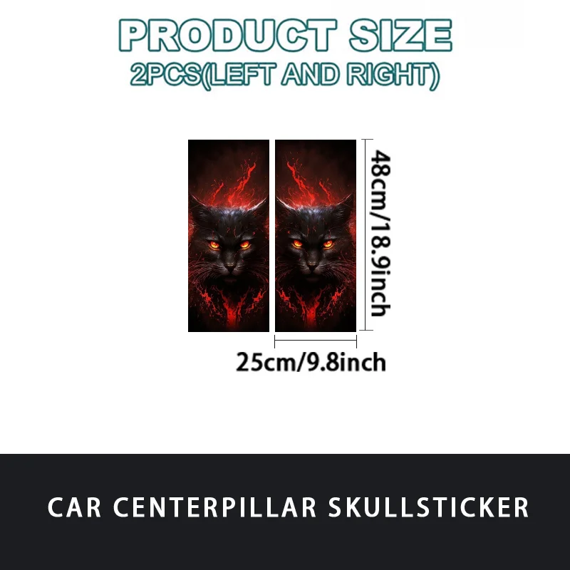 Two red-eyed black cat stickers designed for a black background. These self-adhesive waterproof decals are suitable for vehicle